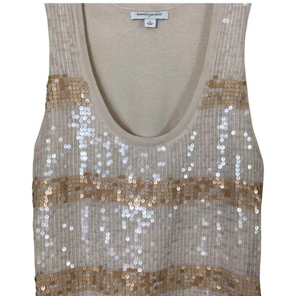 Banana Republic Sequined Deep Scoop Neck Sleeveless Sweater Size Small - Picture 2 of 6